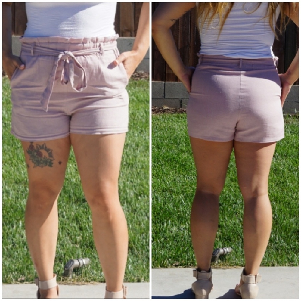 Central linen shorts